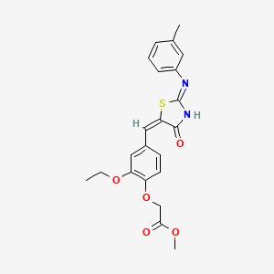 molecular formula C22H22N2O5S B3728101 methyl [2-ethoxy-4-({2-[(3-methylphenyl)imino]-4-oxo-1,3-thiazolidin-5-ylidene}methyl)phenoxy]acetate 