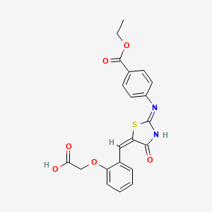 molecular formula C21H18N2O6S B3728105 {2-[(2-{[4-(ethoxycarbonyl)phenyl]imino}-4-oxo-1,3-thiazolidin-5-ylidene)methyl]phenoxy}acetic acid 