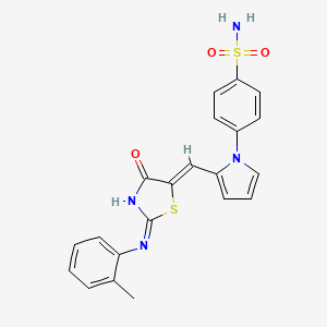 molecular formula C21H18N4O3S2 B3728128 4-[2-({2-[(2-methylphenyl)imino]-4-oxo-1,3-thiazolidin-5-ylidene}methyl)-1H-pyrrol-1-yl]benzenesulfonamide 