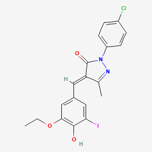 molecular formula C19H16ClIN2O3 B3728133 2-(4-chlorophenyl)-4-(3-ethoxy-4-hydroxy-5-iodobenzylidene)-5-methyl-2,4-dihydro-3H-pyrazol-3-one 