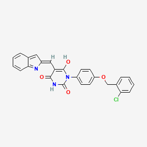 molecular formula C26H18ClN3O4 B3728145 1-{4-[(2-chlorobenzyl)oxy]phenyl}-5-(1H-indol-2-ylmethylene)-2,4,6(1H,3H,5H)-pyrimidinetrione 