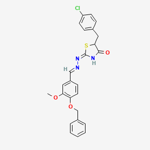 molecular formula C25H22ClN3O3S B3728159 4-(benzyloxy)-3-methoxybenzaldehyde [5-(4-chlorobenzyl)-4-oxo-1,3-thiazolidin-2-ylidene]hydrazone 