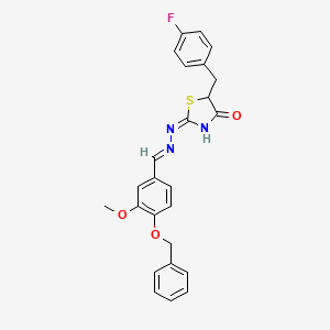 molecular formula C25H22FN3O3S B3728168 4-(benzyloxy)-3-methoxybenzaldehyde [5-(4-fluorobenzyl)-4-oxo-1,3-thiazolidin-2-ylidene]hydrazone 