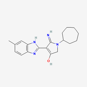 molecular formula C19H24N4O B3728196 5-amino-1-cycloheptyl-4-(6-methyl-1H-benzimidazol-2-yl)-1,2-dihydro-3H-pyrrol-3-one 