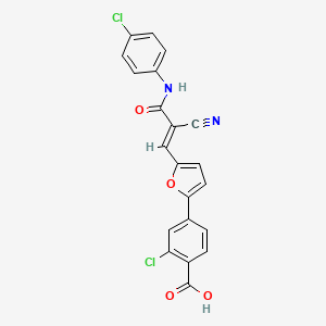molecular formula C21H12Cl2N2O4 B3728206 2-chloro-4-(5-{3-[(4-chlorophenyl)amino]-2-cyano-3-oxo-1-propen-1-yl}-2-furyl)benzoic acid 