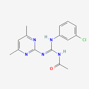molecular formula C15H16ClN5O B3728243 N-{[(3-chlorophenyl)amino][(4,6-dimethyl-2-pyrimidinyl)amino]methylene}acetamide 