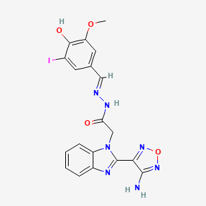 molecular formula C19H16IN7O4 B3728259 2-[2-(4-amino-1,2,5-oxadiazol-3-yl)-1H-benzimidazol-1-yl]-N'-(4-hydroxy-3-iodo-5-methoxybenzylidene)acetohydrazide 