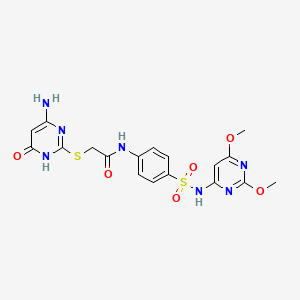 molecular formula C18H19N7O6S2 B3728314 2-[(4-amino-6-oxo-1,6-dihydro-2-pyrimidinyl)thio]-N-(4-{[(2,6-dimethoxy-4-pyrimidinyl)amino]sulfonyl}phenyl)acetamide 