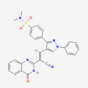 molecular formula C28H22N6O3S B3728321 4-{4-[2-cyano-2-(4-oxo-3,4-dihydro-2-quinazolinyl)vinyl]-1-phenyl-1H-pyrazol-3-yl}-N,N-dimethylbenzenesulfonamide 
