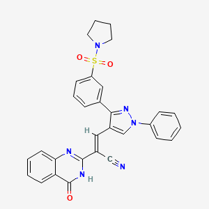 2-(4-oxo-3,4-dihydro-2-quinazolinyl)-3-{1-phenyl-3-[3-(1-pyrrolidinylsulfonyl)phenyl]-1H-pyrazol-4-yl}acrylonitrile