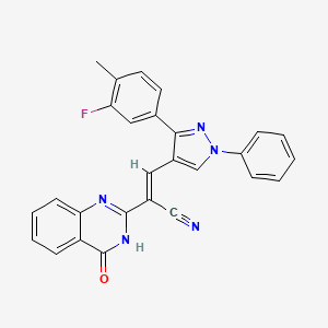3-[3-(3-fluoro-4-methylphenyl)-1-phenyl-1H-pyrazol-4-yl]-2-(4-oxo-3,4-dihydro-2-quinazolinyl)acrylonitrile