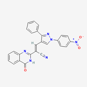 3-[1-(4-nitrophenyl)-3-phenyl-1H-pyrazol-4-yl]-2-(4-oxo-3,4-dihydro-2-quinazolinyl)acrylonitrile