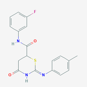 molecular formula C18H16FN3O2S B3728355 N-(3-fluorophenyl)-2-[(4-methylphenyl)amino]-4-oxo-5,6-dihydro-4H-1,3-thiazine-6-carboxamide 