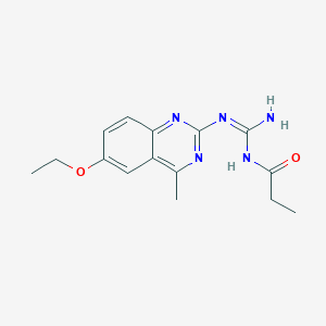 molecular formula C15H19N5O2 B3728384 N-{amino[(6-ethoxy-4-methyl-2-quinazolinyl)amino]methylene}propanamide 