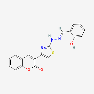 molecular formula C19H13N3O3S B3728392 2-hydroxybenzaldehyde [4-(2-oxo-2H-chromen-3-yl)-1,3-thiazol-2-yl]hydrazone 