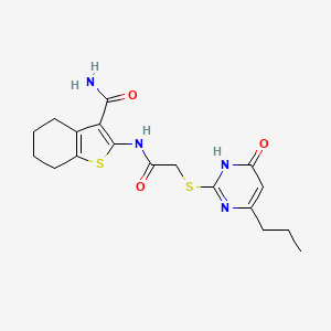 molecular formula C18H22N4O3S2 B3728401 2-({[(6-oxo-4-propyl-1,6-dihydro-2-pyrimidinyl)thio]acetyl}amino)-4,5,6,7-tetrahydro-1-benzothiophene-3-carboxamide 