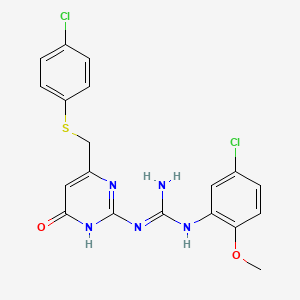 molecular formula C19H17Cl2N5O2S B3728408 N-(5-chloro-2-methoxyphenyl)-N'-(6-{[(4-chlorophenyl)thio]methyl}-4-oxo-1,4-dihydro-2-pyrimidinyl)guanidine 