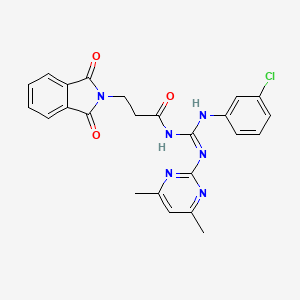 molecular formula C24H21ClN6O3 B3728417 N-{[(3-chlorophenyl)amino][(4,6-dimethyl-2-pyrimidinyl)amino]methylene}-3-(1,3-dioxo-1,3-dihydro-2H-isoindol-2-yl)propanamide 