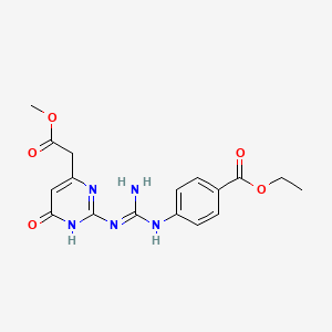 ethyl 4-[(imino{[6-(2-methoxy-2-oxoethyl)-4-oxo-1,4-dihydro-2-pyrimidinyl]amino}methyl)amino]benzoate
