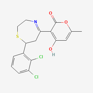 molecular formula C17H15Cl2NO3S B3728437 3-[7-(2,3-dichlorophenyl)-2,3,6,7-tetrahydro-1,4-thiazepin-5-yl]-4-hydroxy-6-methyl-2H-pyran-2-one 