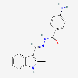 molecular formula C17H16N4O B3728455 4-amino-N'-[(2-methyl-1H-indol-3-yl)methylene]benzohydrazide 