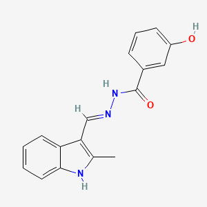 molecular formula C17H15N3O2 B3728508 3-hydroxy-N'-[(2-methyl-1H-indol-3-yl)methylene]benzohydrazide 