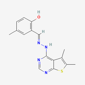 molecular formula C16H16N4OS B3728541 2-hydroxy-5-methylbenzaldehyde (5,6-dimethylthieno[2,3-d]pyrimidin-4-yl)hydrazone 