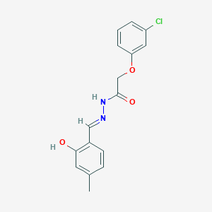 molecular formula C16H15ClN2O3 B3728570 2-(3-chlorophenoxy)-N'-(2-hydroxy-4-methylbenzylidene)acetohydrazide 