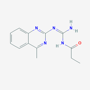 molecular formula C13H15N5O B3728584 N-{amino[(4-methyl-2-quinazolinyl)amino]methylene}propanamide 