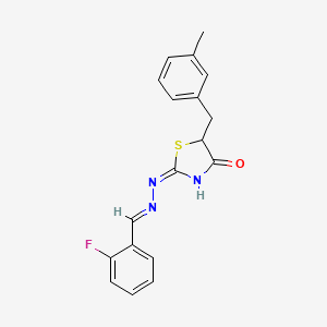 molecular formula C18H16FN3OS B3728592 2-fluorobenzaldehyde [5-(3-methylbenzyl)-4-oxo-1,3-thiazolidin-2-ylidene]hydrazone 