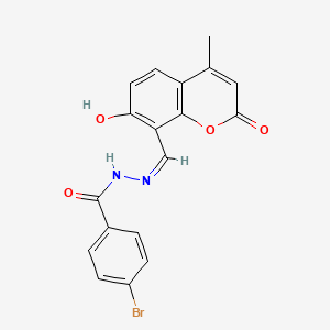 molecular formula C18H13BrN2O4 B3728596 4-bromo-N'-[(7-hydroxy-4-methyl-2-oxo-2H-chromen-8-yl)methylene]benzohydrazide 