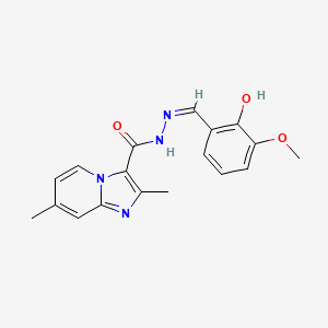 molecular formula C18H18N4O3 B3728604 N'-(2-hydroxy-3-methoxybenzylidene)-2,7-dimethylimidazo[1,2-a]pyridine-3-carbohydrazide 