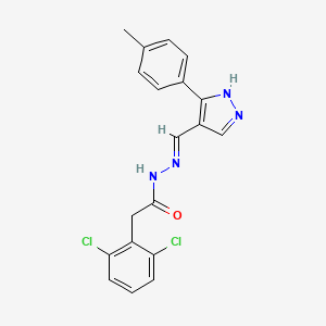 molecular formula C19H16Cl2N4O B3728642 2-(2,6-dichlorophenyl)-N'-{[3-(4-methylphenyl)-1H-pyrazol-4-yl]methylene}acetohydrazide 