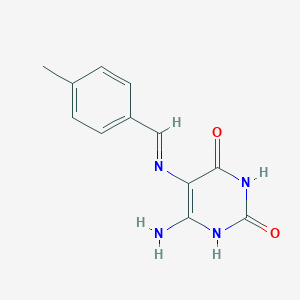 molecular formula C12H12N4O2 B372867 6-Amino-5-[(4-methylbenzylidene)amino]-2,4-pyrimidinediol 