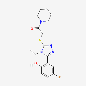 molecular formula C17H21BrN4O2S B3728759 4-bromo-2-(4-ethyl-5-{[2-oxo-2-(1-piperidinyl)ethyl]thio}-4H-1,2,4-triazol-3-yl)phenol 