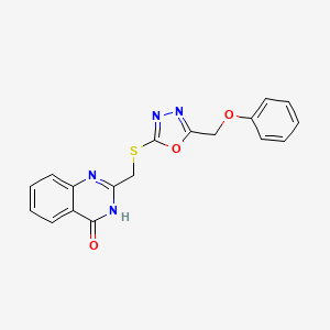molecular formula C18H14N4O3S B3728787 2-({[5-(phenoxymethyl)-1,3,4-oxadiazol-2-yl]thio}methyl)-4(3H)-quinazolinone 