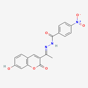 molecular formula C18H13N3O6 B3728944 N'-[1-(7-hydroxy-2-oxo-2H-chromen-3-yl)ethylidene]-4-nitrobenzohydrazide 