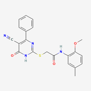 molecular formula C21H18N4O3S B3728978 2-[(5-cyano-6-oxo-4-phenyl-1,6-dihydro-2-pyrimidinyl)thio]-N-(2-methoxy-5-methylphenyl)acetamide 