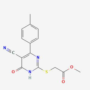molecular formula C15H13N3O3S B3728982 methyl {[5-cyano-4-(4-methylphenyl)-6-oxo-1,6-dihydro-2-pyrimidinyl]thio}acetate 
