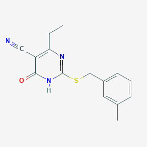 molecular formula C15H15N3OS B3729011 4-ethyl-2-[(3-methylbenzyl)thio]-6-oxo-1,6-dihydro-5-pyrimidinecarbonitrile 