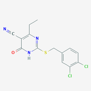 molecular formula C14H11Cl2N3OS B3729014 2-[(3,4-dichlorobenzyl)thio]-4-ethyl-6-oxo-1,6-dihydro-5-pyrimidinecarbonitrile 