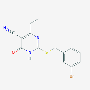 molecular formula C14H12BrN3OS B3729019 2-[(3-bromobenzyl)thio]-4-ethyl-6-oxo-1,6-dihydro-5-pyrimidinecarbonitrile 