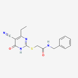 molecular formula C16H16N4O2S B3729024 N-benzyl-2-[(5-cyano-4-ethyl-6-oxo-1,6-dihydro-2-pyrimidinyl)thio]acetamide 