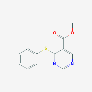 molecular formula C12H10N2O2S B372903 Methyl 4-(phenylsulfanyl)-5-pyrimidinecarboxylate 