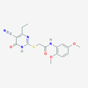 molecular formula C17H18N4O4S B3729032 2-[(5-cyano-4-ethyl-6-oxo-1,6-dihydro-2-pyrimidinyl)thio]-N-(2,5-dimethoxyphenyl)acetamide 