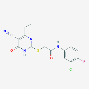 molecular formula C15H12ClFN4O2S B3729039 N-(3-chloro-4-fluorophenyl)-2-[(5-cyano-4-ethyl-6-oxo-1,6-dihydro-2-pyrimidinyl)thio]acetamide 