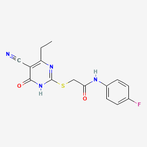 molecular formula C15H13FN4O2S B3729047 2-[(5-cyano-4-ethyl-6-oxo-1,6-dihydro-2-pyrimidinyl)thio]-N-(4-fluorophenyl)acetamide 