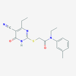 molecular formula C18H20N4O2S B3729052 2-[(5-cyano-4-ethyl-6-oxo-1,6-dihydro-2-pyrimidinyl)thio]-N-ethyl-N-(3-methylphenyl)acetamide 