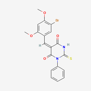 molecular formula C19H15BrN2O4S B3729062 5-(5-bromo-2,4-dimethoxybenzylidene)-1-phenyl-2-thioxodihydro-4,6(1H,5H)-pyrimidinedione 