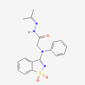 molecular formula C18H18N4O3S B3729069 2-[(1,1-dioxido-1,2-benzisothiazol-3-yl)(phenyl)amino]-N'-(1-methylethylidene)acetohydrazide 